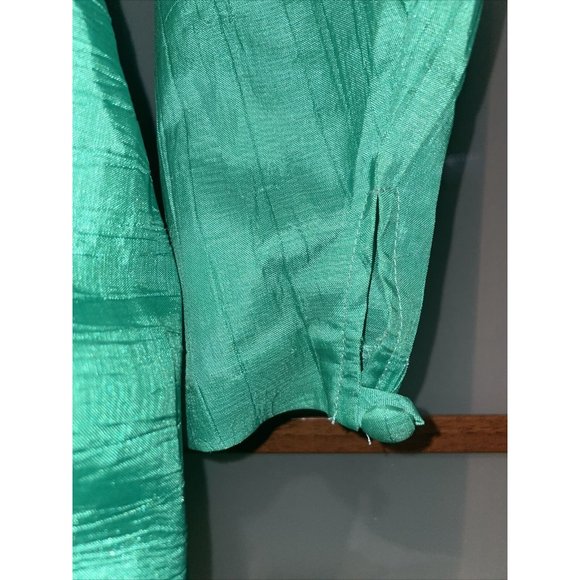 BB Collections Womens Vintage 80s Avant-Garde Green Ruffled Beaded Jacket Size 4 - Picture 4 of 8